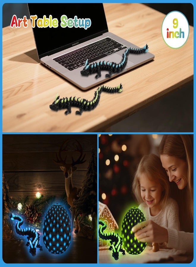 JOMBY 2PCS 3D Printed Dragon Glow, Mystery Dragon Egg Glow in The Dark, UV Reactive 3D Printer Articulated Animals Fidget Toy, Crystal 3D Print Dinosaur Toys for Boys Girls Home Decor - Image 4